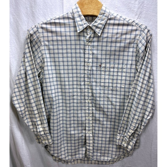 Vintage Polo Jeans Co Ralph Lauren Men's XL Windowpane Plaid Shirt Blue White - Picture 2 of 8